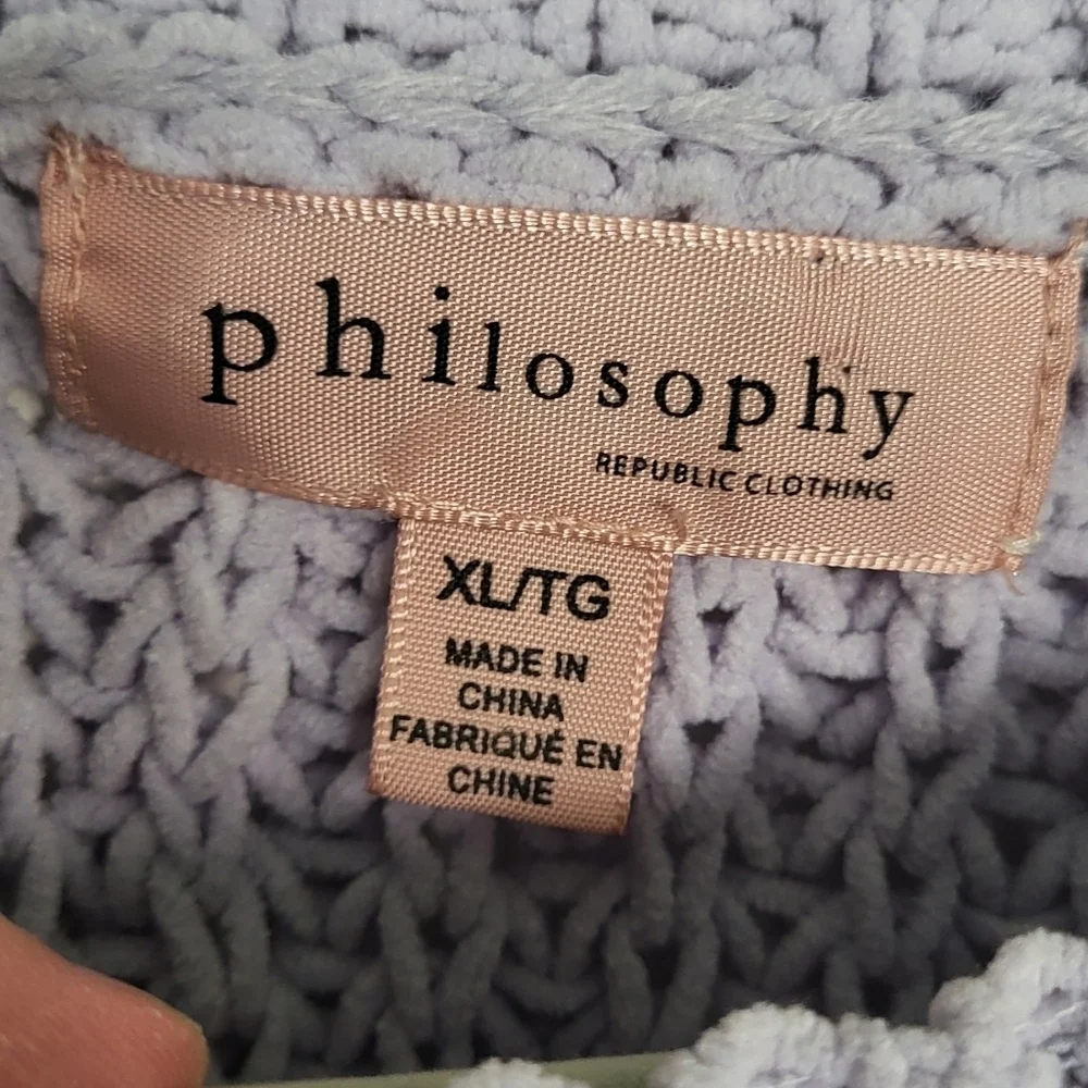 Philosophy Chunky Loose Knit Soft Crewneck Pullover Sweater